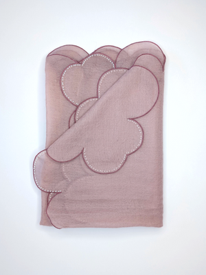 Pink 100% Cashmere Scarf- Lightweight with Scallop Edge