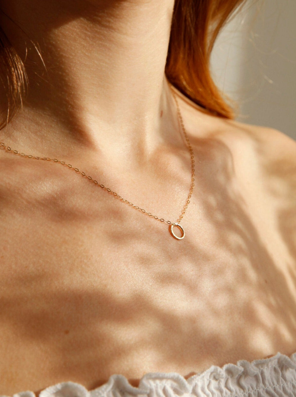 9ct Gold Textured Circle Necklace